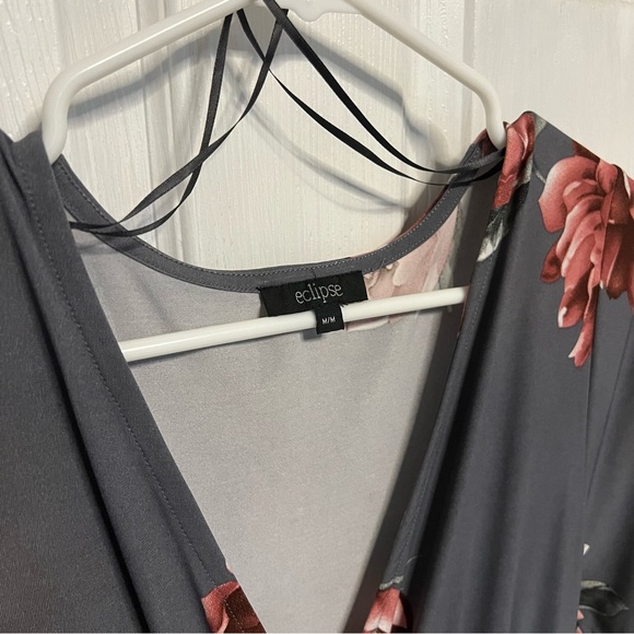 5/$100 Eclipse Grey Floral tie dress - Picture 2 of 5